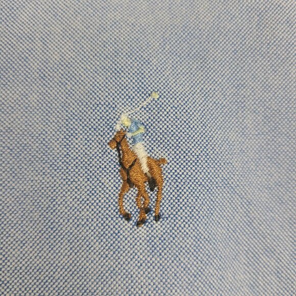 Ralph Lauren Mens 17 / 35 Blue Button Down Shirt Long Sleeves Full‎ Color Pony - Picture 2 of 7